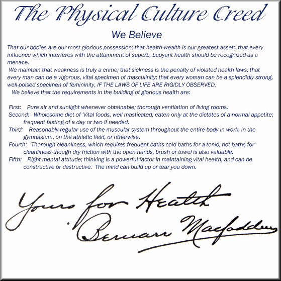 Macfadden's
                  Physical Culture Creed